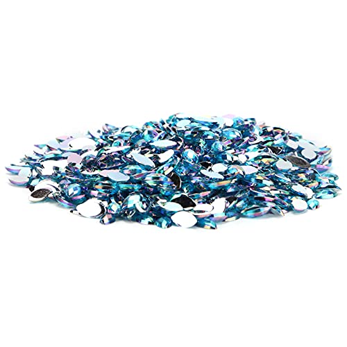 Haofy 1000 Pcs Horse Eye -Strasssteine, DIY Fancy Flatback -Glaskristalle Perlen mit 3 X 6 Mm Pferde Augenform für Kunsthandwerk Dekoration, Feine Arbeit, Große Menge, Weit Verbreitet (06 Seeblau AB) von Haofy