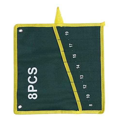 Haofy 1Pc Wrench Organizer Bag, Roll Up Spanner Wrench Tool Aufbewahrungstasche Grün, strapazierfähige Leinwand 6/8/10/12/14/25 Taschen(8PCS) von Haofy