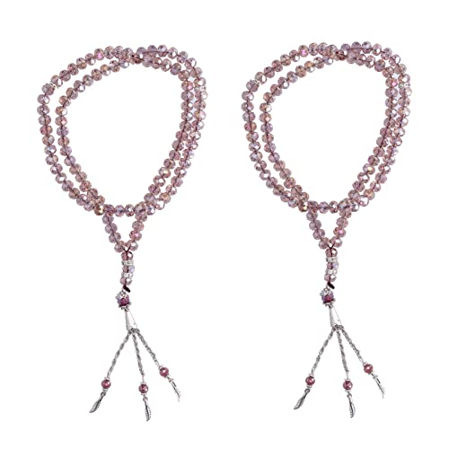 Haofy 2pcs Muslim Tasbih 99 Rosenkranzperlen Islam Gebet Misbaha Emulation Kristall Achat Harz Perlen Islamische Anbetungszeremonie Religiös Eid Ramadan Gegenwart Gebet Accessoire (Silber grau) von Haofy