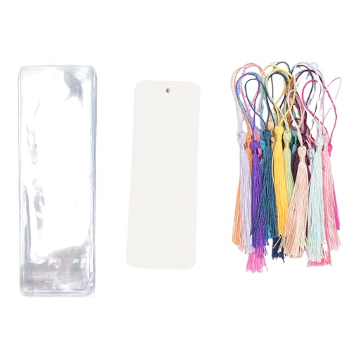 Haofy 30 Leeres Lesezeichen -Crafting -Kit mit Quasten und Schutzhülsen, Personalisierte Färbung, Vorgebohrter Loch, Papier, PE, Polyester, Geeignet für DIY -Projekte, Geschenke Tags (WHITE) von Haofy
