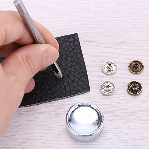 Haofy 30pcs 10mm Metal -Taste -Set, Schnapp-, Bronze-, Silber und Schwarze Knöpfe mit Stahlstempel für Stoff, Taschen, Schuhe und Lederhandwerk, Einfach zu Bedienende und Vielseitige Dekoration von Haofy