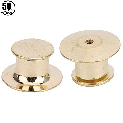 Haofy 50pcs Gold Messing Pin Backs Secure Locking Befestigungselemente für Namen Tags Abzeichen Hats Lanyards 7x10 Mm Federkupplung für Einfache -Schmuck, Handwerksbuch Displays (GOLD) von Haofy