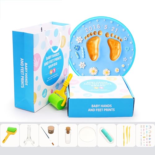 Haofy Baby Hand- und Fußdruck Kit Leicht Zum Neugeborenen Jubiläum, Premium -Soundmaterial (blaue Box) von Haofy