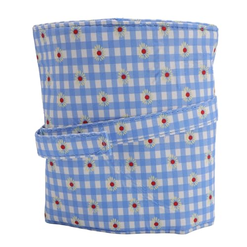 Haofy Kleiner Garnbag 600d Oxford Stoffblüte Muster Multi-Grid-Organizer Häkelhaken und Garneimer Abnehmbares Design und Tragbares Griff für Handwerker, (Blau weiße Plaid) von Haofy