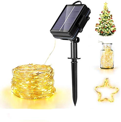 Haofy LED Lichterkette Solar Außen, 20M 200 LED String Lights mit Batterie, 8 Modi Strombetrieben lichterketten für Zimmer Innen DIY Weihnachten Deko, Warmweiß[Energieklasse A+] von Haofy