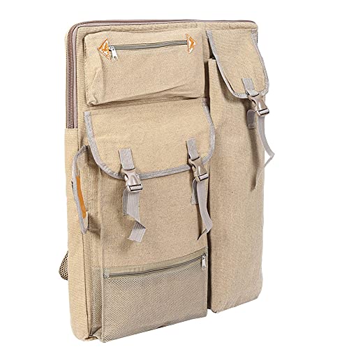 Haofy Langlebige Leinwandkunsttasche mit Aufbewahrungstasche, Wasserdichte Skizzenbretttasche für Kunstartikel, Ideal Zum Zeichnen und Malerei Enthusiasten (Khaki) von Haofy