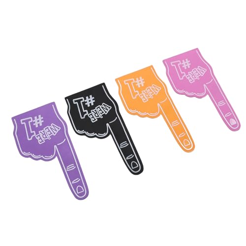Haofy Leuchtende Farben Lebendige Farbtöne Schlägen Schatten Leicht Tragbare EVA-Schaumfinger 4pcs Cheerleader-Requisiten für Sportveranstaltungen Themenpartys mit Doppelseitiger Lustiger Text von Haofy
