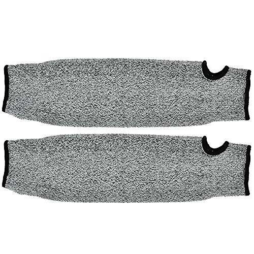 Haofy Messer-Proof Arm-Schutzhülle, 5-stufige Geschnittene Langen Zum Schlachten und Metallschmelz, HPPE+Nylon, Grau, 1 Paar (L = 35 cm) von Haofy
