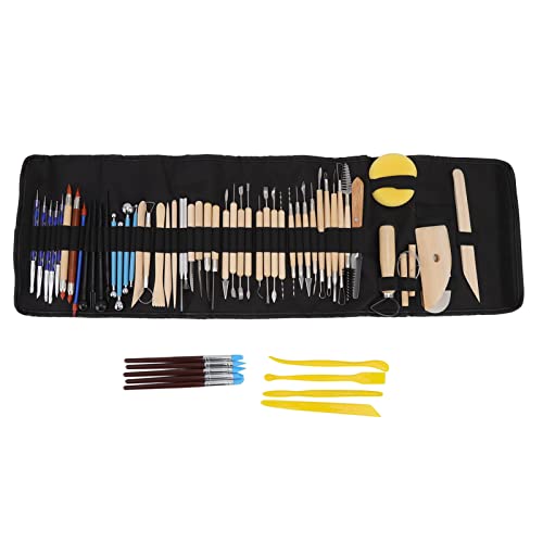 Haofy Modelliermasse-Modellierwerkzeug-Set, 61-teiliges Polymer-Ton-Bildhauerwerkzeug, Ton-Schnitzwerkzeuge mit Segeltuchtasche für Anfänger, Experten von Haofy