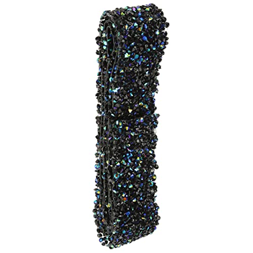 Haofy Ribbon Mesh, 1 -Yard -Kristallgelbblau mit Schwarz für Hochzeitsdekoration, Glitzernmaschwickel, Geeignet für Verschiedene Veranstaltungen (Schwarz + blau ab Farbe) von Haofy