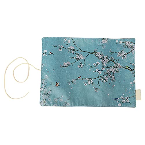 Haofy Rollup Bleistiftkoffer, Leinenstifte Wrap Künstler Farbig Roll -up -Tasche Kurzpinsel Beutel Gehäuse Pen -Organizer für Stifte Markierungen Zeichnen Färbung (Einfache Blume) von Haofy