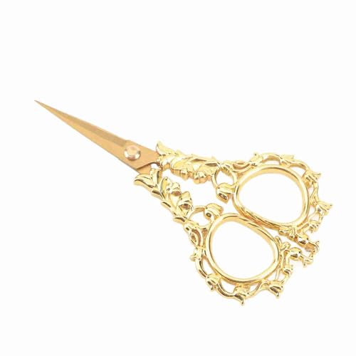 Haofy Stickerei Schere in der Europäischen Retro -Art für das Nähen von Papierschnitt, Schere Point Cruz Hilo Precise Stoff, Tragbares Design (GOLD) von Haofy