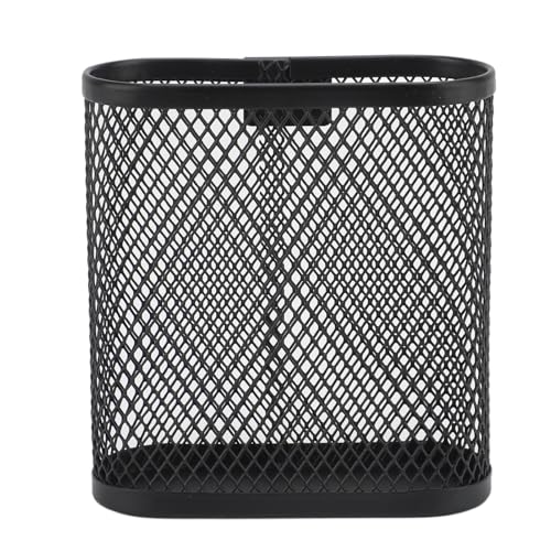 Haofy Wandmontierte Stifthalter Rack Black Metall Mesh Bleistiftmarker Organizer mit Haken für Schreibtisch 3 Fächer Desktop -Organisator für Büroschule, 10 X 9 X 4 Cm von Haofy