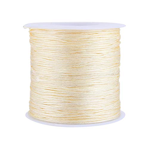 Nylonschnur, 100 M x 0.8mm Nylon Beading Thread String Chinesischen Knotenschnur Nylon Shamballa Makramee Faden f¨¹r DIY Armband Halskette Schmuck, Beige von Haofy