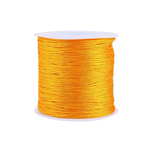 Nylonschnur, Haofy 100 m x 0,8 mm Nylon Schnurkabel Perlenstring, Makramee Faden Kabel für DIY Handwerk Machen Armbänder/Halskette/Rattail, Nylonfaden Satinschnur für Schmuckherstellung, Gold Gelb von Haofy