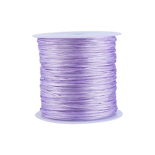 Nylonschnur, Haofy 100 m x 0,8 mm Nylon Schnurkabel Perlenstring, Makramee Faden Kabel für DIY Handwerk Machen Armbänder/Halskette/Rattail, Nylonfaden Satinschnur für Schmuckherstellung, Helles Lila von Haofy