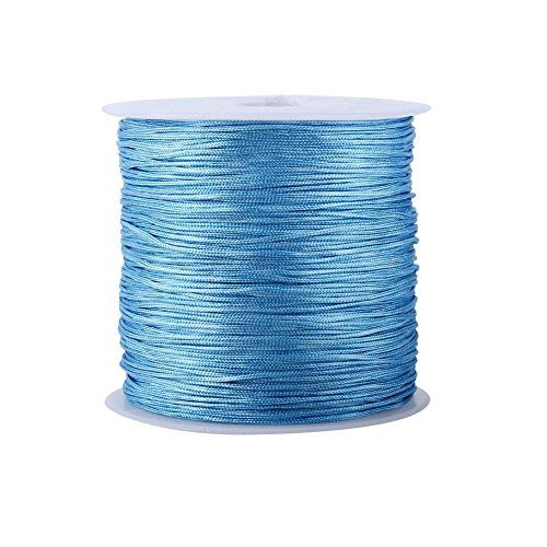 Nylonschnur, Haofy 100 m x 0,8 mm Nylon Schnurkabel Perlenstring, Makramee Faden Kabel für DIY Handwerk Machen Armbänder/Halskette/Rattail, Nylonfaden Satinschnur für Schmuckherstellung, Himmelblau von Haofy