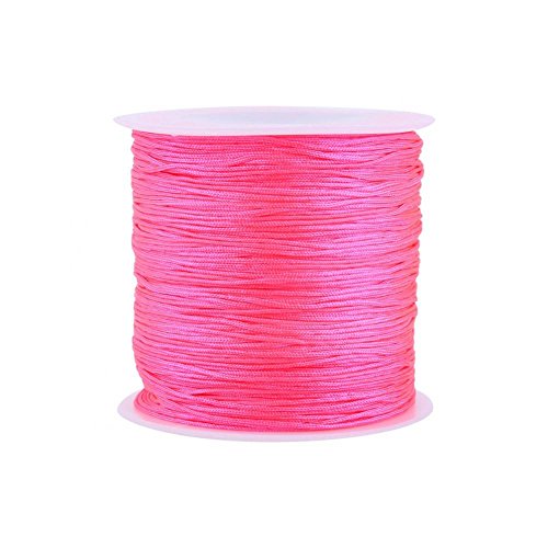 Nylonschnur, Haofy 100m x 0,8mm Nylon Schnurkabel Perlenstring, Makramee Faden Kabel für DIY Handwerk Machen Armbänder/Halskette/Rattail, Nylonfaden Satinschnur für Schmuckherstellung, Leuchtend Rosa von Haofy