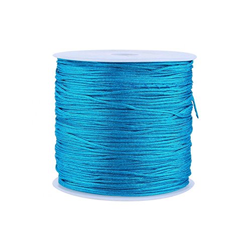 Nylonschnur, Haofy 100 m x 0,8 mm Nylon Schnurkabel Perlenstring, Makramee Faden Kabel für DIY Handwerk Machen Armbänder/Halskette/Rattail, Nylonfaden Satinschnur für Schmuckherstellung, Pfauenblau von Haofy