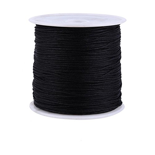 Nylonschnur, Haofy 100 m x 0.8 mm Nylon Schnurkabel Perlenstring, Makramee Faden Kabel für DIY Handwerk Machen Armbänder/Halskette/Rattail, Nylonfaden Satinschnur für Schmuckherstellung, Schwarz von Haofy