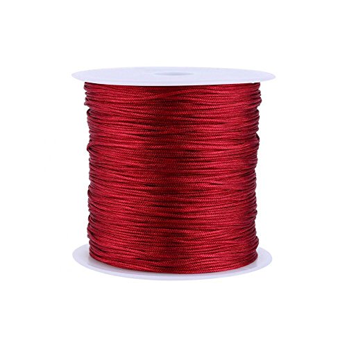 Nylonschnur, Haofy 100m x 0,8mm Nylon Schnurkabel Perlenstring, Makramee Faden Kabel für DIY Handwerk Machen Armbänder/Halskette/Rattail, Nylonfaden Satinschnur für Schmuckherstellung, Weinrot von Haofy