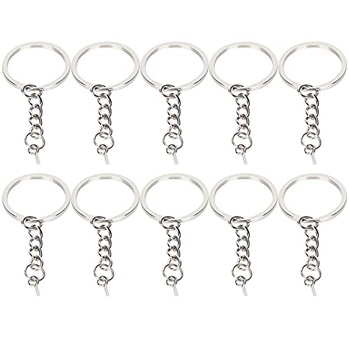 Schlüsselketten -Set -Legierungszubehör für Schlüsselring mit Schraubenstift, 10 Prozent für die Herstellung von Anhängern für Mobiltelefone, Taschen und Mehr (φ28mm 【10 Teile】) von Haofy