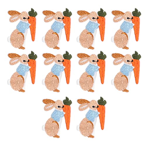 Stickstoffaufkleber Bunny Patch, 10 Eisenflecken für die Reparatur und Dekoration von Kleidung, Exquisite Muster, Osterdekoration, Geeignet für Sammelalbücher, Geeignet von Haofy