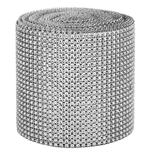 Strassband, 9m 24 Reihen Galvanisieren Strassstreifen Mesh Hochzeitskleidung Dekoration(Silber) von Haofy