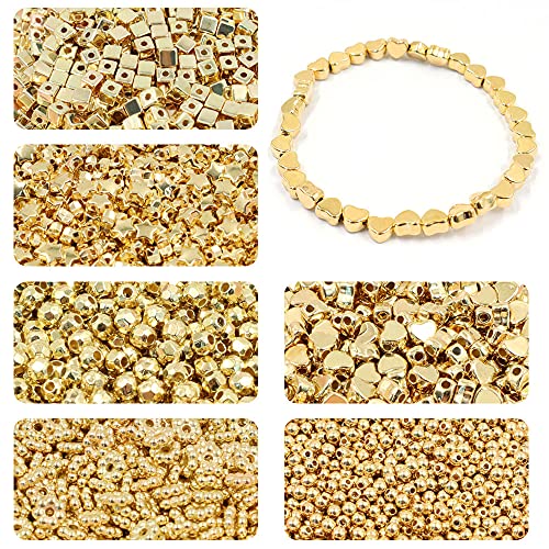 Haohai 1200 Stück verschiedene Abstandshalter Perlen, rund, quadratisch, Stern, Herz für Armbänder, Ohrringe, Schmuckherstellung von Haohai