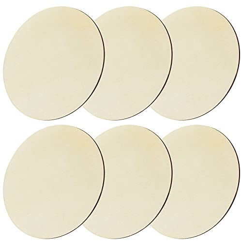 Haohai 6 Stück 10 cm Holzkreise zum Basteln, unlackierte runde Holztafel, Holzausschnitte für Türgestaltung, Malerei (6 Stück 10 cm) von Haohai