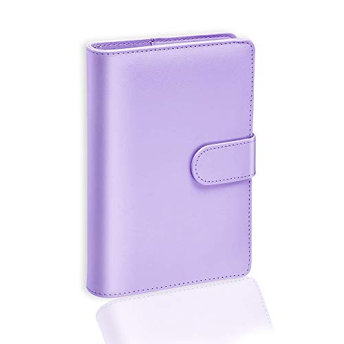 a5 Pu-Leder-Notizbuch Ringbuchordner, Weich Notizbuch Pu Kunstleder a5 Format Nachfüllbar, Ringbuch a5 Nachfüllbar, Taschen-Reisebuch (Lavendel) von Haohai