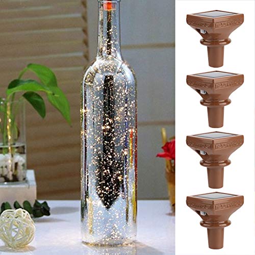 Haokaini 4Er Pack Weinflasche Lichter mit Kork 2M 20 LEDs Kupferdraht Schnur Lichterketten für Weihnachtsferien Hochzeit Geburtstag Schlafzimmer Ndoor Outdoor-Dekor von Haokaini