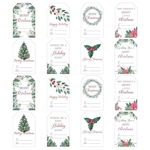 Haooryx Weihnachts-Wasserfarben-Pflanzen-Geschenk-Aufkleber - 160 Stk. exklusive weihnachtliche Aufkleber, Selbstklebend, für Geschenkverpackungen, Dekoration und mehr (10 Blätter) von Haooryx