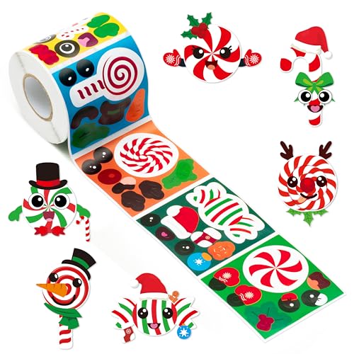 Haooryx 300 STK Weihnachts-Bonbon-Gesicht-Szene-Sticker-Rolle Selber Machen Weihnachts-Bonbon-Freuden-Gesicht-Sticker Cute Mix&Match DIY Kunsthandwerk Weihnachtsfeiern Kinderparty Geschenkverpackung Haooryx 300 STK Weihnachts-Bonbon-Gesicht-Szene-Sticker-Rolle Selber Machen Weihnachts-Bonbon-Freuden-Gesicht-Sticker Cute Mix&Match DIY Kunsthandwerk Weihnachtsfeiern Kinderparty Geschenkverpackung von Haooryx