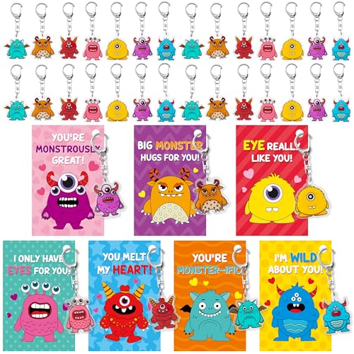 Haooryx Valentinstags-Austausch-Geschenke, Großpackung – 28 Packungen Geschenkkarten, Monster-Schlüsselanhänger, niedliche Cartoon-Schlüsselanhänger, Kinder, Klassenzimmer, Schule, Preise Haooryx Valentinstags-Austausch-Geschenke, Großpackung – 28 Packungen Geschenkkarten, Monster-Schlüsselanhänger, niedliche Cartoon-Schlüsselanhänger, Kinder, Klassenzimmer, Schule, Preise von Haooryx