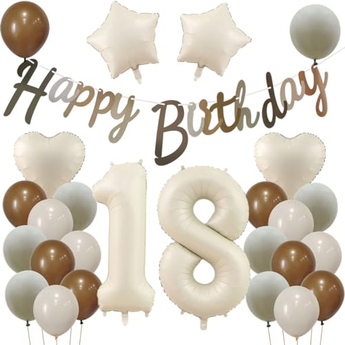 18. Geburtstag Deko Beige für Mädchen und Jungen - Luftballons, Dekorationen und Party Zubehör von Haosell