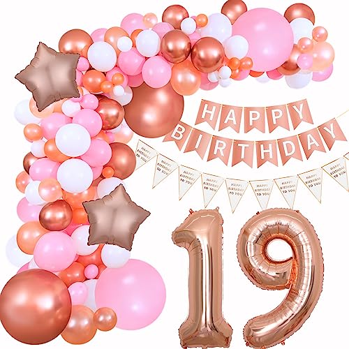 19 Geburtstag Mädchen 19. Luftballon Girlande Rosegold 19 Geburtstag Dekoration Mädchen 19. Geburtstag Deko Mädchen Luftballon Girlande Rosa 19 Jahre Geburtstagsdeko 19 Mädchen Luftballons von Haosell