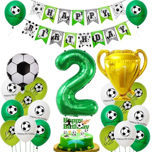 2 Jahr Fussball Geburtstag Deko, 2 Jahr Jungen Fußball Luftballons, Fußball 2 Geburtstag Deko, Luftballon 2. Geburtstag Grün, Fussball 2. Luftballon, Ballon 2 Geburtstag Junge Fussball von Haosell