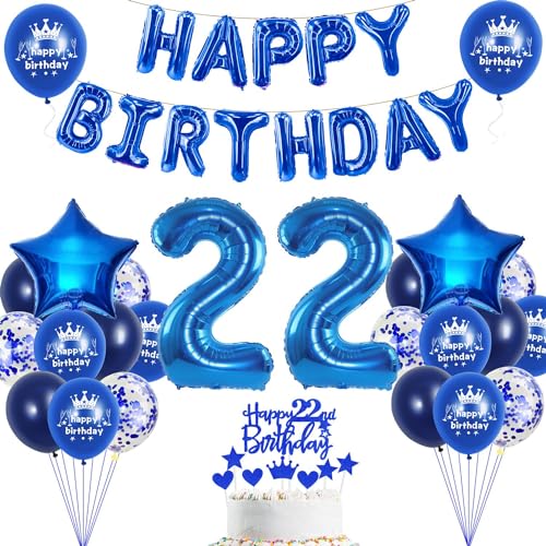22. Geburtstag Dekoration Blau - Deko für Mann und Frau, Tortendeko, Party Deko, Luftballon, Ballon Marineblau 22. Geburtstag Dekoration Blau - Deko für Mann und Frau, Tortendeko, Party Deko, Luftballon, Ballon Marineblau von Haosell