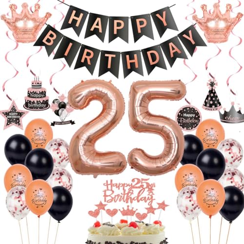 25. Geburtstag Dekorationen Rosegold Schwarz,Luftballon 25 Rosegold,Ballons 25 Geburtstag Frauen,Deko 25. Geburtstag Frau Rosegold Schwarz,Geburtstagsdeko 25 Jahr Frau,Party Deko 25 Jahre 25. Geburtstag Dekorationen Rosegold Schwarz,Luftballon 25 Rosegold,Ballons 25 Geburtstag Frauen,Deko 25. Geburtstag Frau Rosegold Schwarz,Geburtstagsdeko 25 Jahr Frau,Party Deko 25 Jahre von Haosell