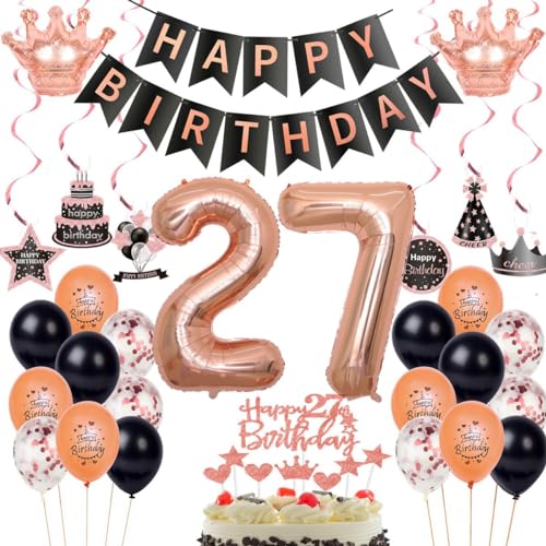 27. Geburtstag Dekorationen Rosegold Schwarz,Luftballon 27 Rosegold,Ballons 27 Geburtstag Frauen,Deko 27. Geburtstag Frau Rosegold Schwarz,Geburtstagsdeko 27 Jahr Frau,Party Deko 27 Jahre 27. Geburtstag Dekorationen Rosegold Schwarz,Luftballon 27 Rosegold,Ballons 27 Geburtstag Frauen,Deko 27. Geburtstag Frau Rosegold Schwarz,Geburtstagsdeko 27 Jahr Frau,Party Deko 27 Jahre von Haosell