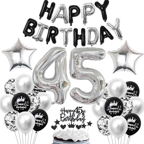 45 Geburtstag Deko Schwarzes Silber Deko 45. Geburtstag Mann Schwarz Tortendeko 45 Frau 45 Dekoration 45 Jahre Schwarz Silber Party Ballons 45. Silber 45 Geburtstag Deko Schwarzes Silber Deko 45. Geburtstag Mann Schwarz Tortendeko 45 Frau 45 Dekoration 45 Jahre Schwarz Silber Party Ballons 45. Silber von Haosell
