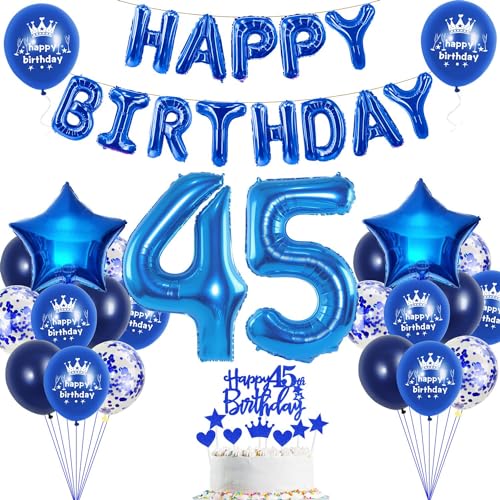 45. Geburtstag Dekoration Blau 45. Geburtstag Deko Mann Blau Tortendeko 45 Jahre Mann Party Deko Blau Luftballon 45 Blau 45 Frau Ballon Marineblau von Haosell