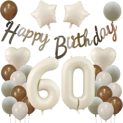 60 Geburtstag Deko Beige, Deko 60. Geburtstag Frau Mann, Beige Luftballons 60. Geburtstag Frauen, Geburtstagsdeko 60 Jahre Beige Ballon, 60. Geburtstag Dekorationen, Luftballon 60. Party Deko von Haosell