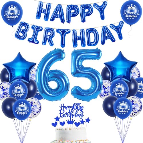 65. Geburtstag Dekoration Blau für Mann und Frau - Tortendeko, Party Deko, Luftballons - Marineblau 65. Geburtstag Dekoration Blau für Mann und Frau - Tortendeko, Party Deko, Luftballons - Marineblau von Haosell