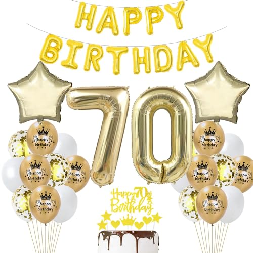70 Geburtstag Frau Deko Luftballon 70. Geburtstag Deko Gold 70 Jahre Party Dekoration Champagner Gold 70 Mann Frau Geburtstagsdeko 70 Jahre Luftballon 70 Gold Weiß Gold von Haosell