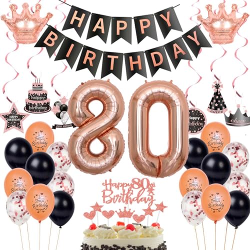 80. Geburtstag Dekorationen Rosegold Schwarz,Luftballon 80 Rosegold,Ballons 80 Geburtstag Frauen,Deko 80. Frau Schwarz,Geburtstagsdeko 80 Jahr Frau,Party Deko 80 Jahre 80. Geburtstag Dekorationen Rosegold Schwarz,Luftballon 80 Rosegold,Ballons 80 Geburtstag Frauen,Deko 80. Frau Schwarz,Geburtstagsdeko 80 Jahr Frau,Party Deko 80 Jahre von Haosell