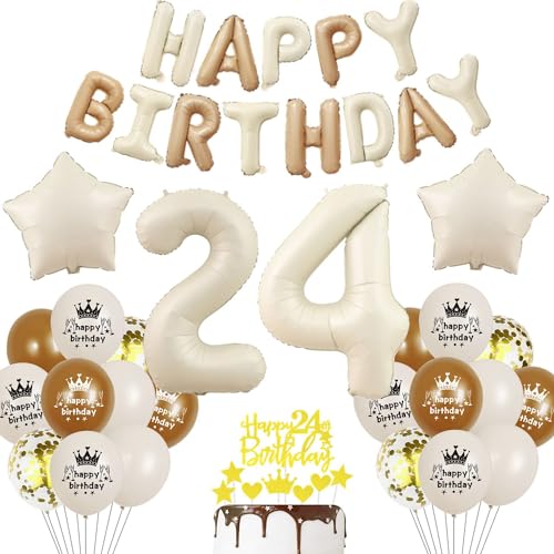 Beige Luftballon 24. Geburtstag Frau 24 Geburtstag Deko Beige Luftballon Geburtstag 24 Creme 24 Jahre Geburtstagsdeko Frau Mann 24 Jahre Beige Gold Ballon 24. Happy Birthday Girlande Beige von Haosell
