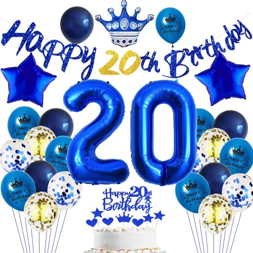 Luftballons 20. Geburtstag Dekoration - Blau Deko Set für Mann und Männer - Party Ballon Zubehör Luftballons 20. Geburtstag Dekoration - Blau Deko Set für Mann und Männer - Party Ballon Zubehör von Haosell