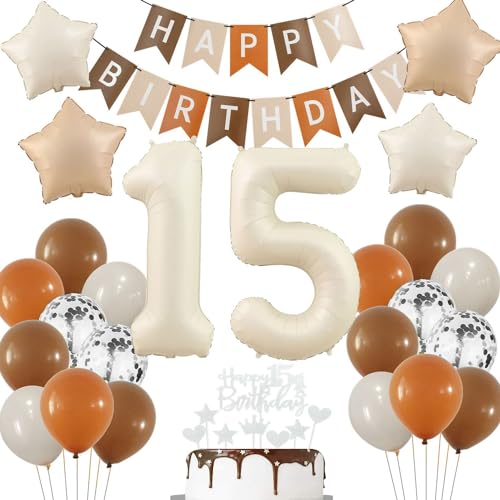 Deko 15. Geburtstag Mädchen, Boho 15. Luftballon Beige, Luftballon 15 Jahre Creme, Beige Ballon 15. Luftballons Braun 15 Geburtstag, 15 Jahr Geburtstagdeko Junge Deko 15. Geburtstag Mädchen, Boho 15. Luftballon Beige, Luftballon 15 Jahre Creme, Beige Ballon 15. Luftballons Braun 15 Geburtstag, 15 Jahr Geburtstagdeko Junge von Haosell